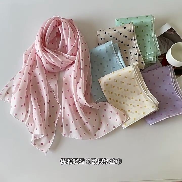 180*70cm Polka Dot Scarf For Women Long Thin Shawl Scarf Shiny Organza Scarf