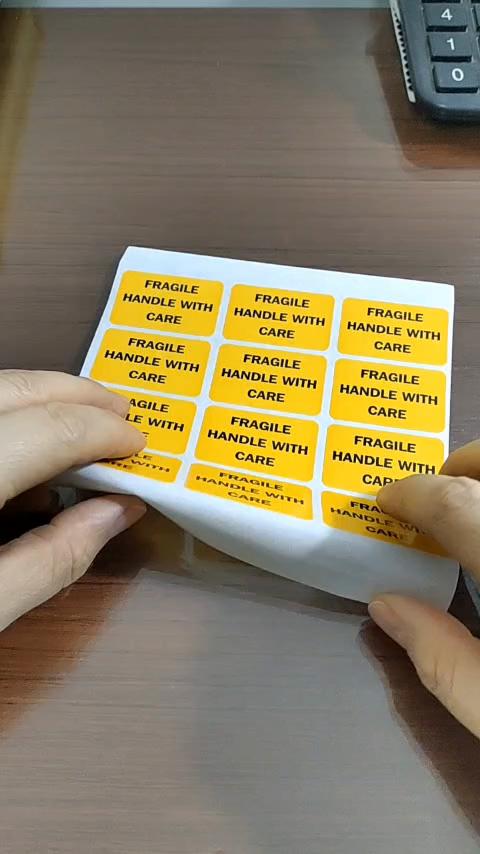 1000 шт. 38x25 мм ХРУПКАЯ РУЧКА С УХОДОМ, черная на оранжевой бумажной этикетке, наклейка для доставки, напоминание о безопасности, бирка