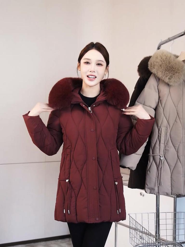 Winter Jackets Middle Age Woman Plus Size Outerwears Hooded Faux Fur Collar Thick Warm Casual Winter Coat Female Parkas