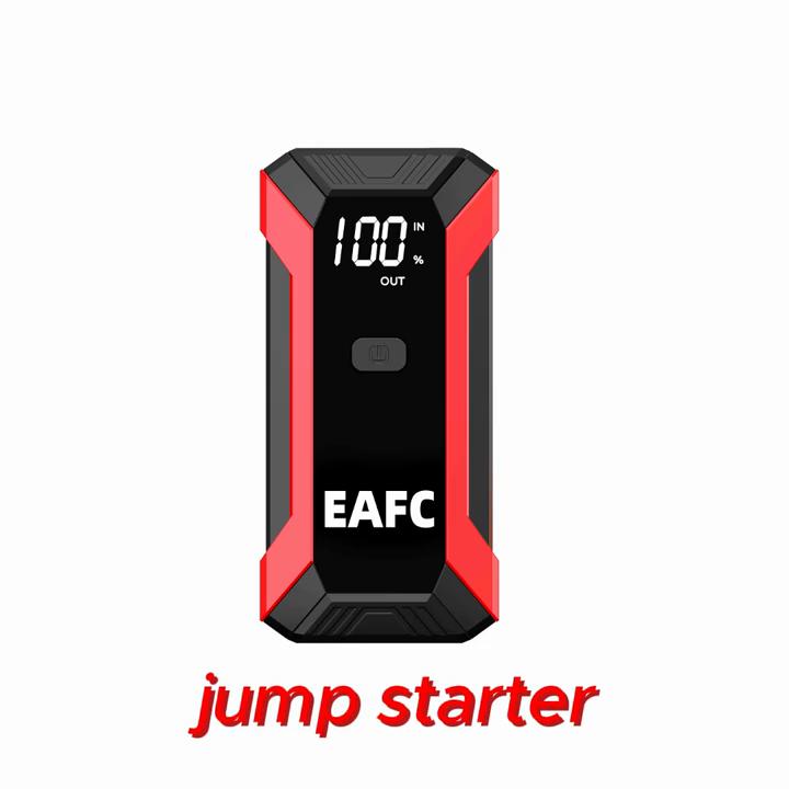 EAFC Портативное пусковое устройство для автомобиля, аварийный Power Bank, 12 В, портативный бустер для автомобилей с двигателем 6,0 л (бензин) и 4 л (дизель), пусковая коробка с аварийным светодиодным фонарем