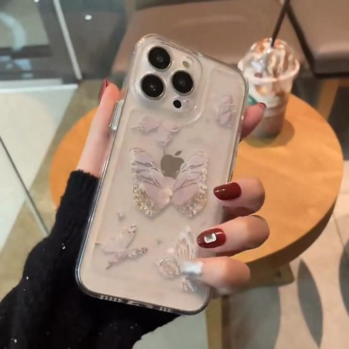 Кристально чистый чехол с бабочкой для iPhone 13 11 14 Pro Max 12 XS Max X XR 7 8 Plus SE 2022 2020, роскошные противоударные мягкие чехлы