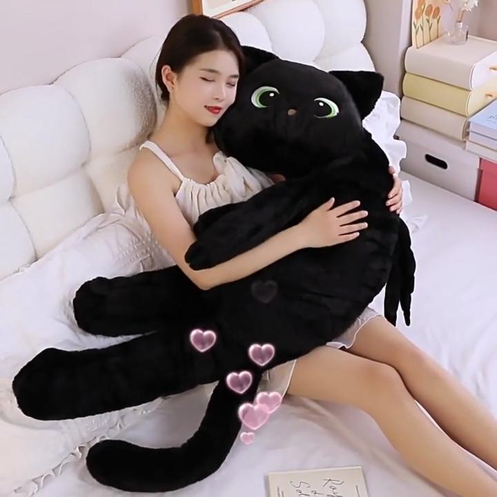 Black Cat Plush Pillow Large Soft Toy For Bedside Decor And Gift Idea
