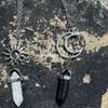 2 шт. Пары ретро Солнце Луна натуральный камень шестиугольная колонна кристалл пара ювелирные изделия ожерелье