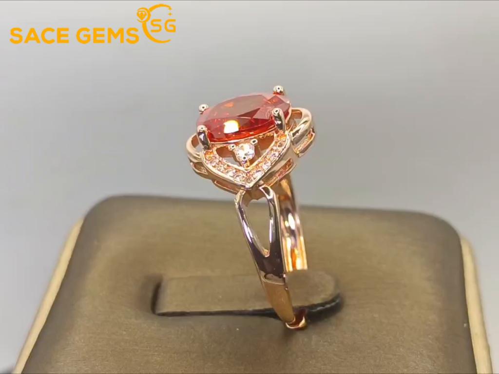 Sace Gems Классическое медное кольцо с цирконием, женское отверстие, регулируемое свадебное обещание, вечерние подарок, открытое