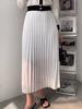 Плиссированные юбки А-силуэта женские корейские модные элегантные длинные женские юбки-фалды с высокой талией синие макси-юбки