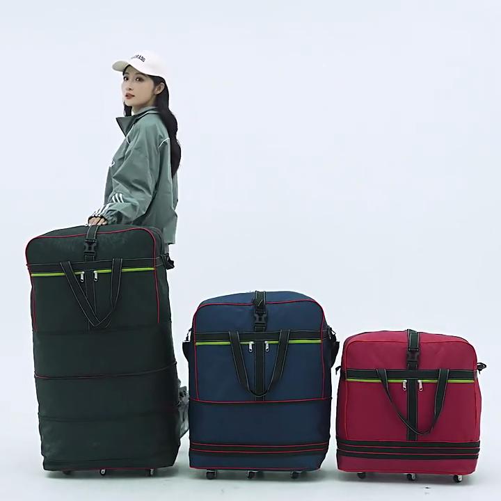 Air Consignment Bag Large-capacity Retractable Folding Travel Bag Universal Wheel Moving Travel Nylon Cloth Duffel Bag