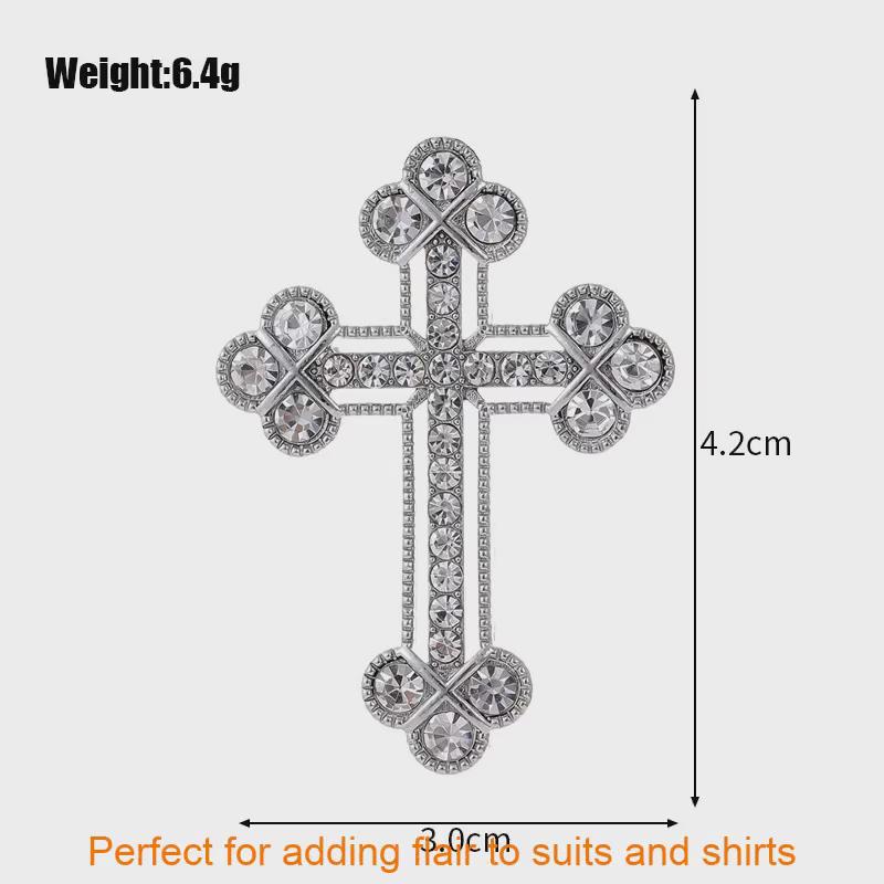 Cross Pendant Brooch For Men And Women With Zinc Alloy Finish For Formal Attire