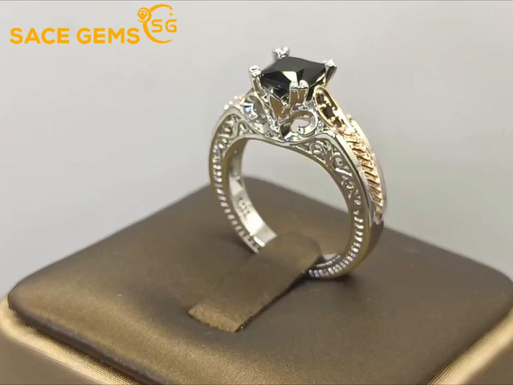 Sace Gems Классическое модное кольцо из медного сплава с квадратным черным цирконием, женские ювелирные изделия, свадебный подарок, вечеринка