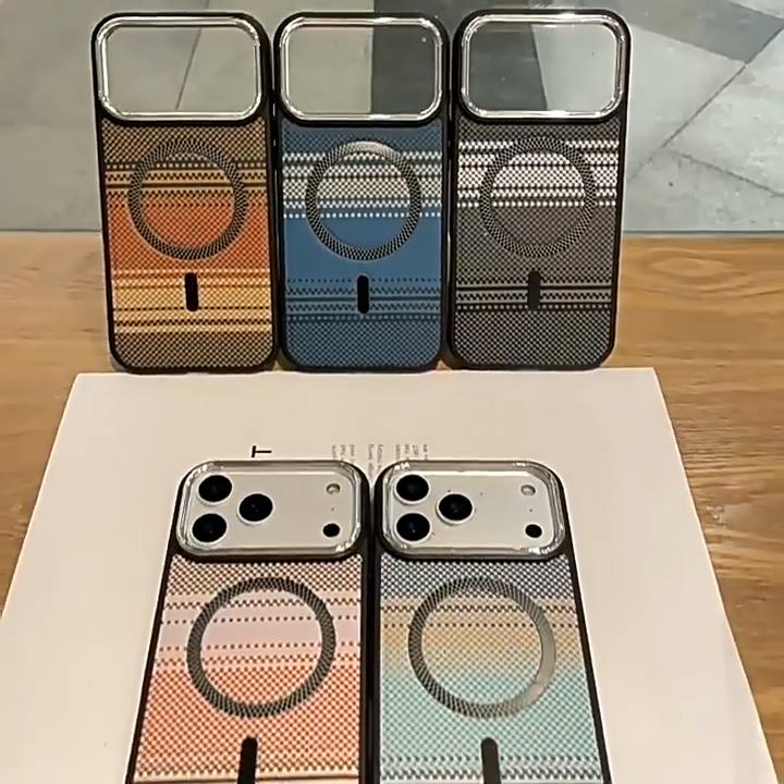 Тонкий чехол с магнитным полосатым узором для iPhone 17 Air Pro Max 16 15 14 Plus Pro Max для Magsafe Противоударный Ультратонкий Цветной чехол