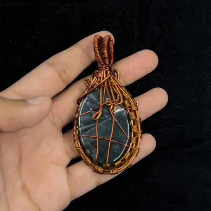 Quality 73.35 ct Natural Jasper Oval Cut Copper Wrapped Pendant Gemstone Jewelry Gift