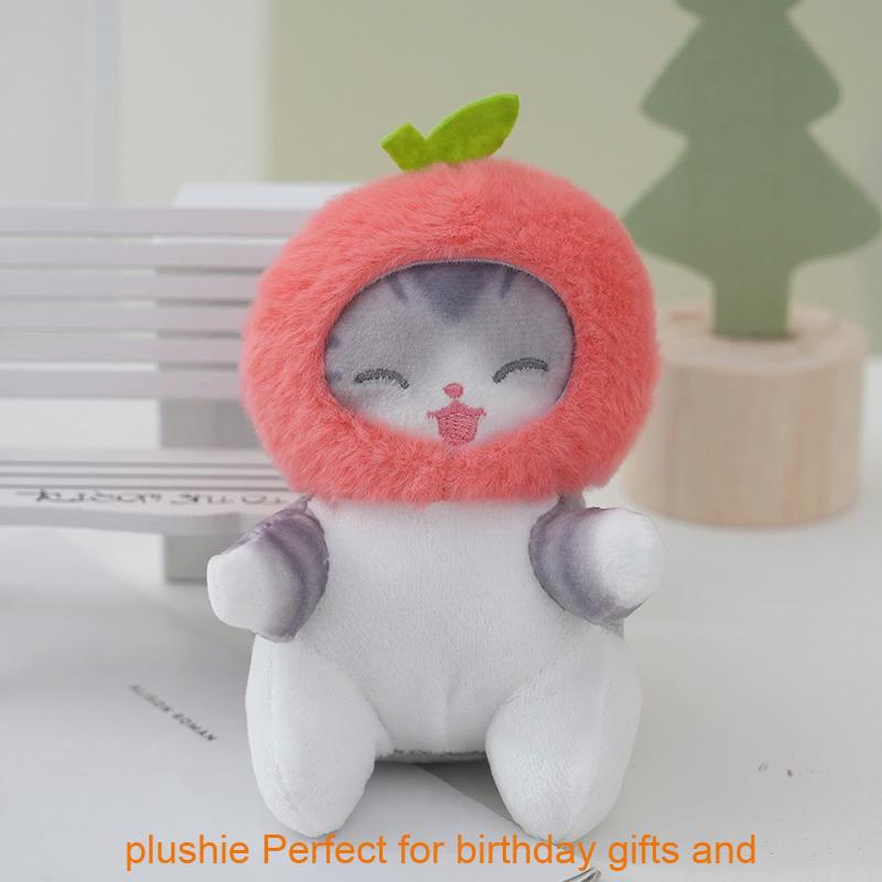 Мягкая игрушка-кошка в костюме фрукта для детей и коллекционеров