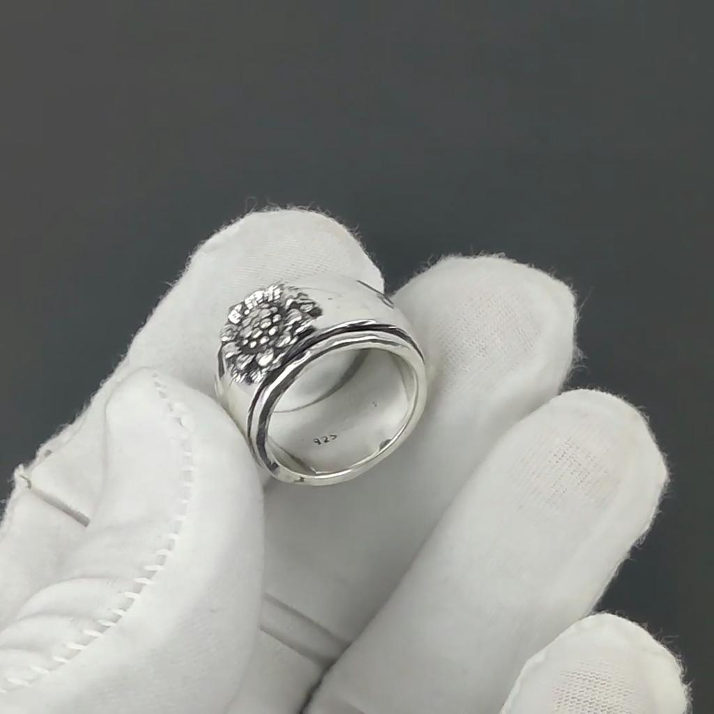 Кольцо-банда с цветочным дизайном, Унисекс кольцо-спиннер, Медитативное кольцо-спиннер, Ювелирное изделие из стерлингового серебра 925 пробы, Подарок ручной работы, Кольцо обещания для девушки