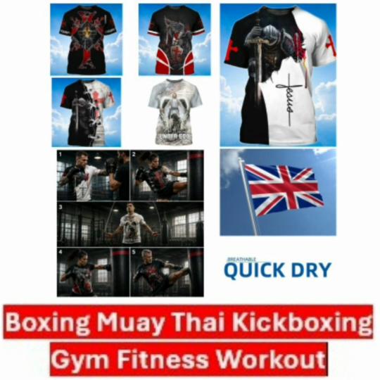 Retro Warrior United Kingdom British UK Britain England Knights Templar MMA Boxing Muay Thai T-shirt 3D Print Unisex Training Fitness Workout Sport