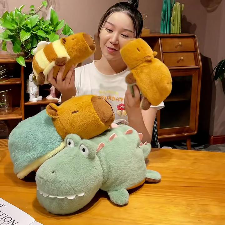 25/35 см Капибара плюшевая двусторонняя мягкая игрушка аллигатор, 2 в 1 милая Капибара трансформер крокодил плюшевая игрушка Рождество для девочек детей