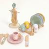 Pretend Play Kitchen Utensil Set With Wooden Dinnerware For Children Developmental Toys
