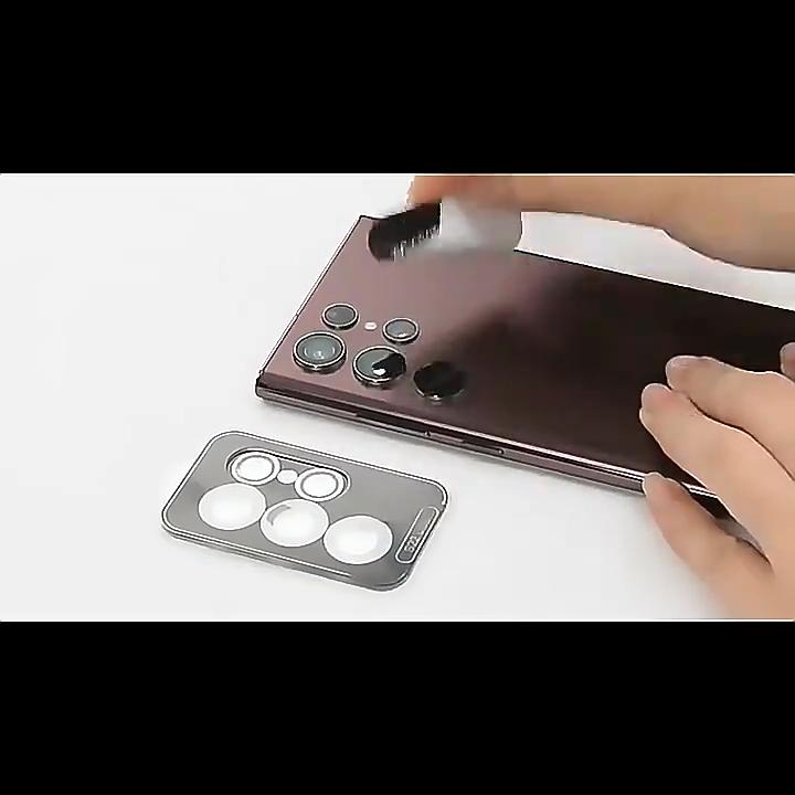 Camera Matel Ring For Samsung Galxy S24 Ultra S23 FE Plus S24+ S22 Ultra Back Lens Tempered Glass Cover Guard Rear Case Cap