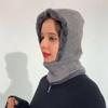 Women's Knitted Hat Autumn and Winter Ear Protection with Wool Thickened One-piece Windproof Bib Headpiece