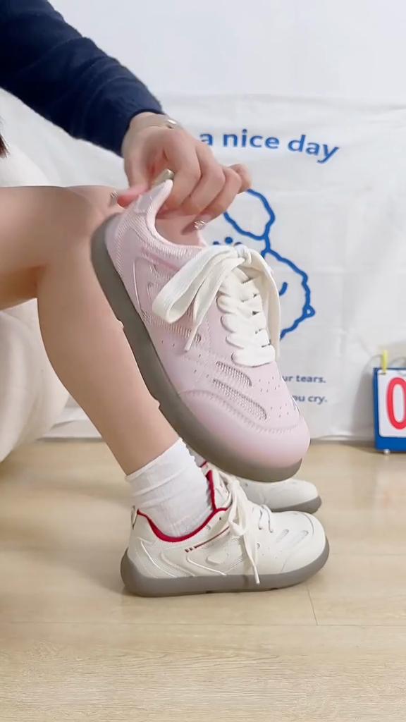 Fashionable Dexun Shoes All-match White Shoes Ins Trendy Women's Shoes Flat Heel Soft Sole Single Shoes Mesh Breathable Sneakers