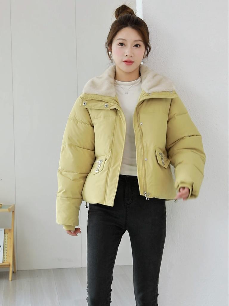 Fashion Women's Winter Jackets Faux Fur Collar Casual Thick Short Parkas Female Warm Coat