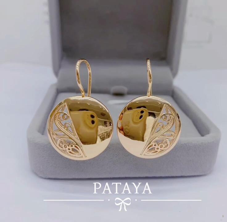 PATAYA Уникальные женские серьги из розового золота 585 пробы, круглые классические серьги с выемкой