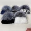 New Women Winter Luxury Real Rex Rabbit Fur Hat Knitted Rex Rabbit Fur Hat Top Natural Fox Fur Cap Genuine Fox Fur Beanies Hat