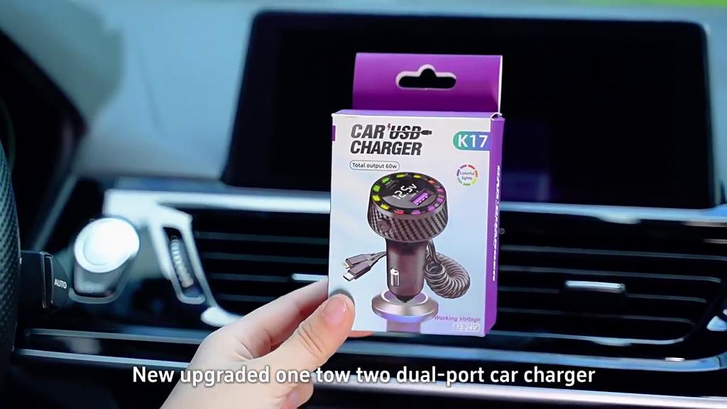 Bluetooth 5.3 FM Transmitter Car Charger with Dual USB & Type-C Fast Charging, MP3 Player, Hands-Free Calls, 12-24V Compatibility