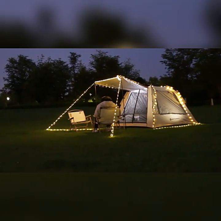 2 In 1 Solar Camping String Lights 8 Modes Outdoor Portable Lights USB Rechargeable Waterproof Camping Lantern Hiking Tent Yard