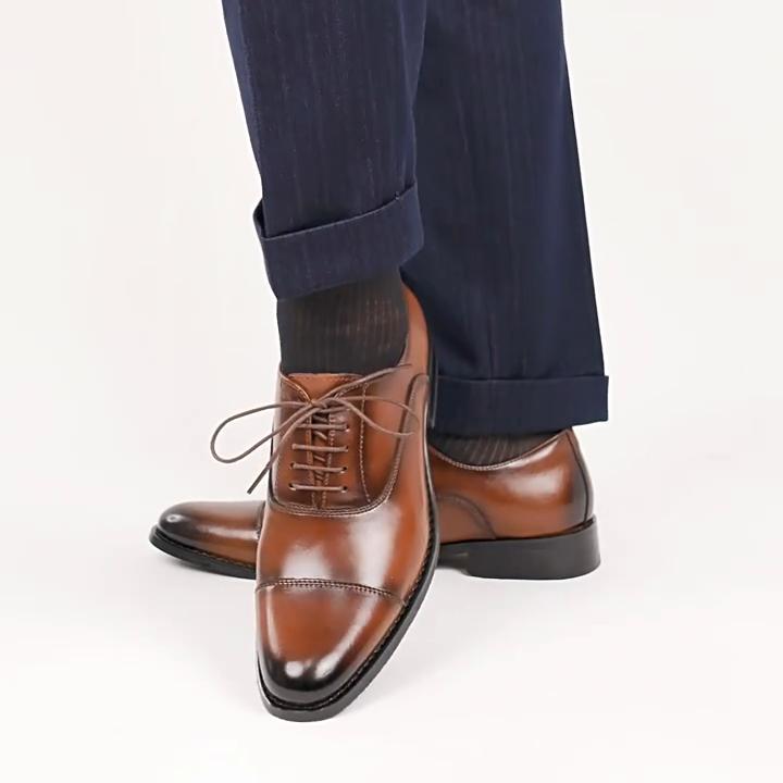 High Quality Oxford Dress Shoes Men Genuine Cow Leather Suit Shoes Lift Brogues Wedding Formal Elevator Shoes