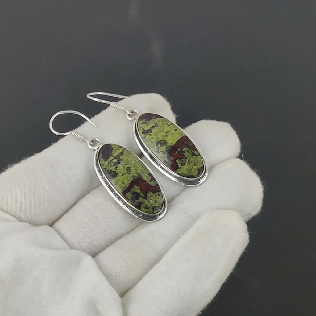 Natural Dragon Blood Jasper Antique Earrings 925 Sterling Silver Earring, Boho Silver Jewelry Dangle Earrings, Gifts For Birthday Gifts For Her