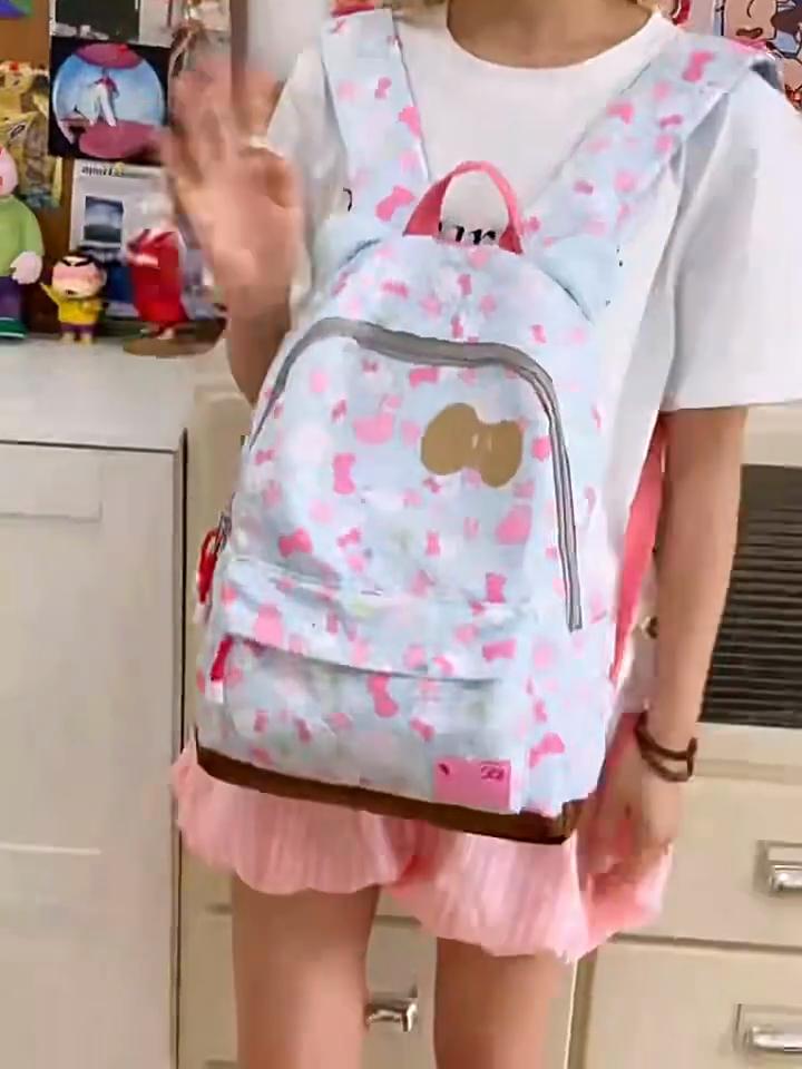 Милый Мультяшный Рюкзак Hello Kitty Для Школы С Нейлоновым Отделением И Деталями В Виде Сердечек Для Подростков И Девочек