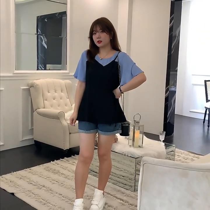 Женская летняя темпераментная стареющая шифоновая рубашка больших размеров, легкая свободная тонкая блузка с прикрытием живота