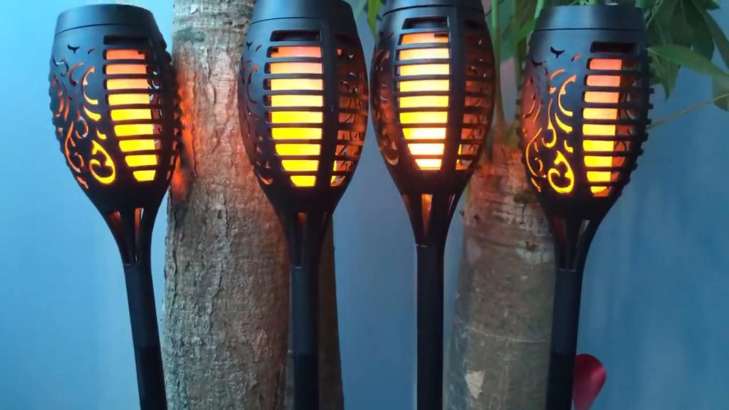 Solar Flame Torch Lights Flickering Light Waterproof Garden Decoration Outdoor Lawn Path Yard Patio Floor Lamps