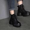 Johnature Genuine Leather Short Boots Thick Soled Platform Shoes Vintage Round Toe Boots