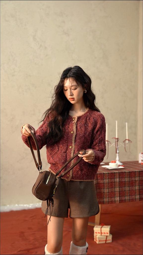 Mishow Кардиган красного цвета для женщин, зимняя новая мода, длинный рукав, свитер, куртка, свободный круглый вырез, топы для женщин MXD56Z0972