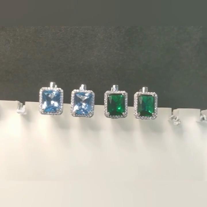 Umcho Luxury Nano Sky Blue Topaz Gemstone Clip Anniversary Birthday Valentine's Day Jewelry Gifts for Women Wife Her Girls