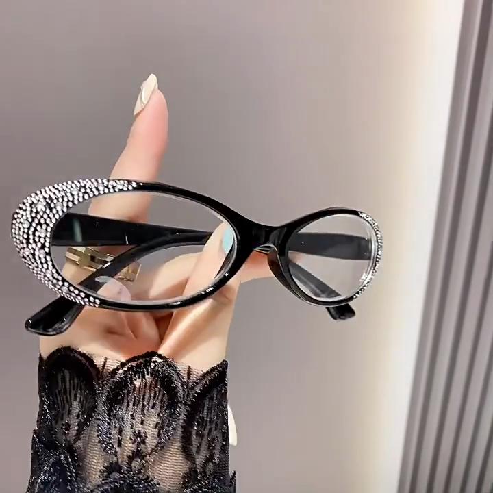 Luxury Round Frame Reading Glasses Fashion Diamond Frame Presbyopia for Women HD Lens Ultralight Far Sight Eyeglasses 0+1.0+4.0