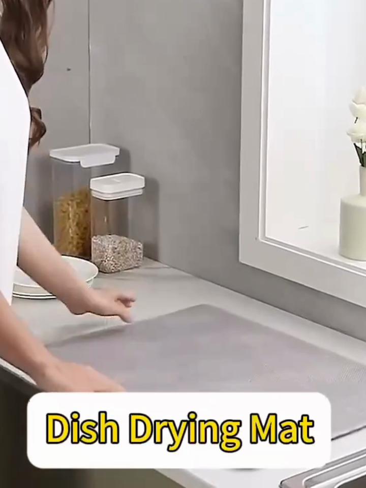 Kitchen Dish Drying Mat Microfiber Absorbent Table Placemat Non-Slip Heat Resistant Drain Pad Cabinet Drying Mats Bathroom Mats