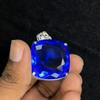 Lab Created 91.9 Ct   Sapphire 925 Sterling Silver Blue Gems Pendant