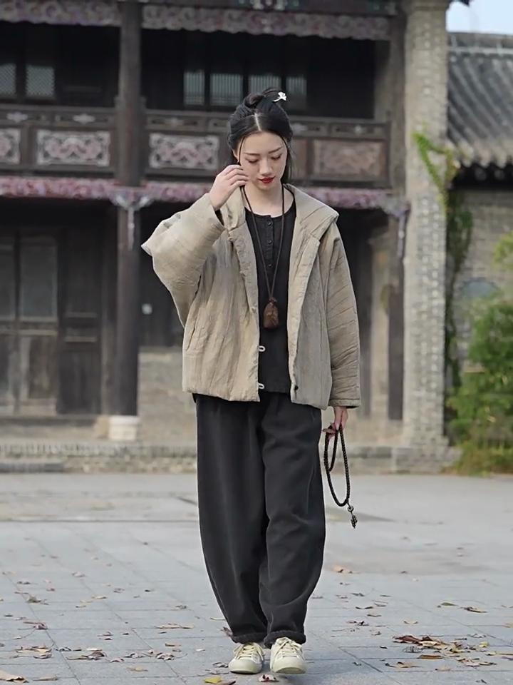 Johnature Women Vintage Cotton Hooded Parkas Button Long Sleeve Warm Coats Winter Chinese Style Women Parkas