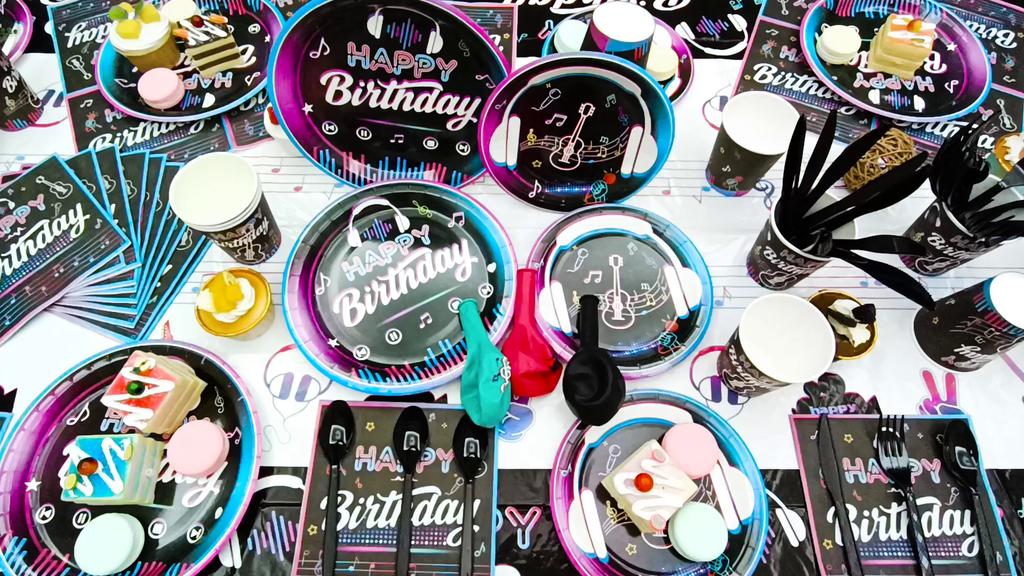 Музыкальные украшения для вечеринки, 140 шт. Музыкальные украшения для дня рождения, столовые приборы, музыкальные шары, тарелки и т. д., декор для музыкальной тематической вечеринки, на 16 гостей