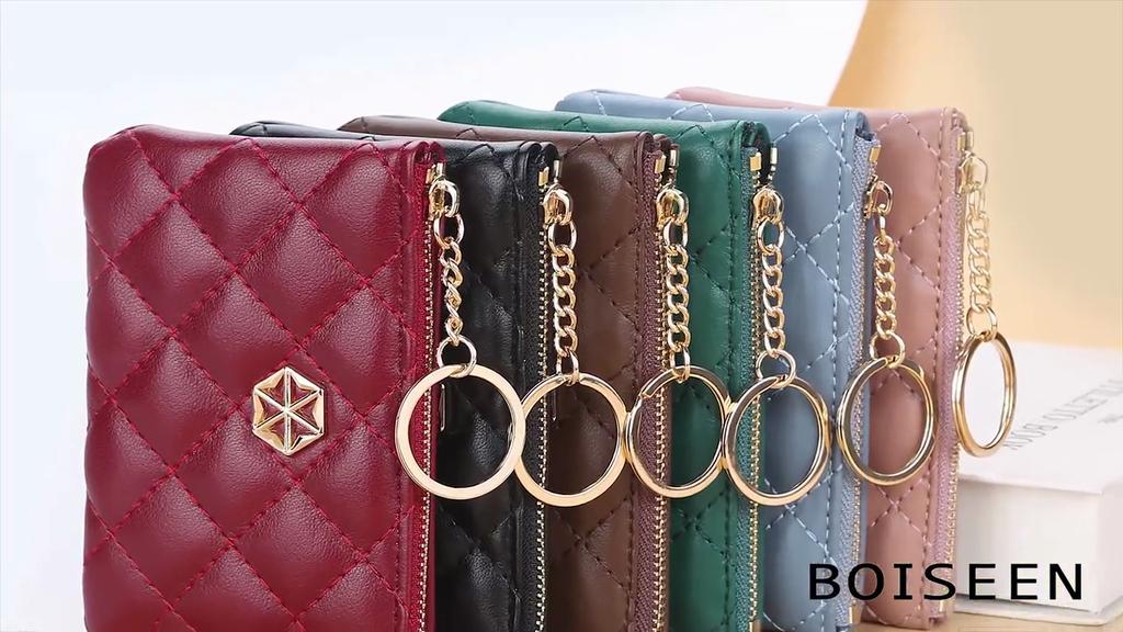 Women's Simple Fashion Wallet Pu Leather Short Purse Zipper Coin Purse Small Metal Ring Bag Key Wallet