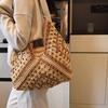 Yogodlns Летняя соломенная вязаная сумка, ажурная сумка-тоут, однотонная пляжная сумка через плечо, праздничная дорожная сумка, сумка через плечо в стиле бохо для женщин