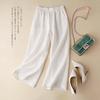 Хлопковые льняные брюки, летние однотонные дышащие хлопковые льняные брюки с широкими штанинами, брюки, прямые брюки-трубы, женские свободные повседневные брюки
