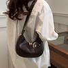 Fashion Pu Water Dumpling Shape Shoulder Bag With Stitching Detail For Street Style