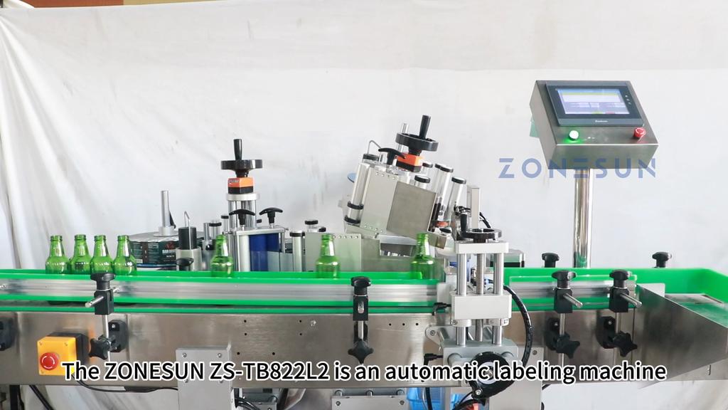ZONESUN ZS-TB822L2 Automatic Round Bottle Neck and Body Labeling Machine with Color Mark Sensor