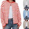 Женский полосатый контрастный свитер на осень и зиму, повседневный кардиган с длинными рукавами