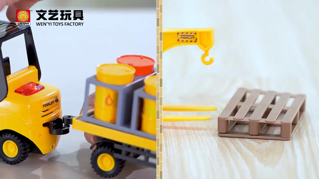 Industrial Forklift Inertia Engineering Vehicle Forklift Children's Toy Crane Crane Model Toy Flatbed Trailer