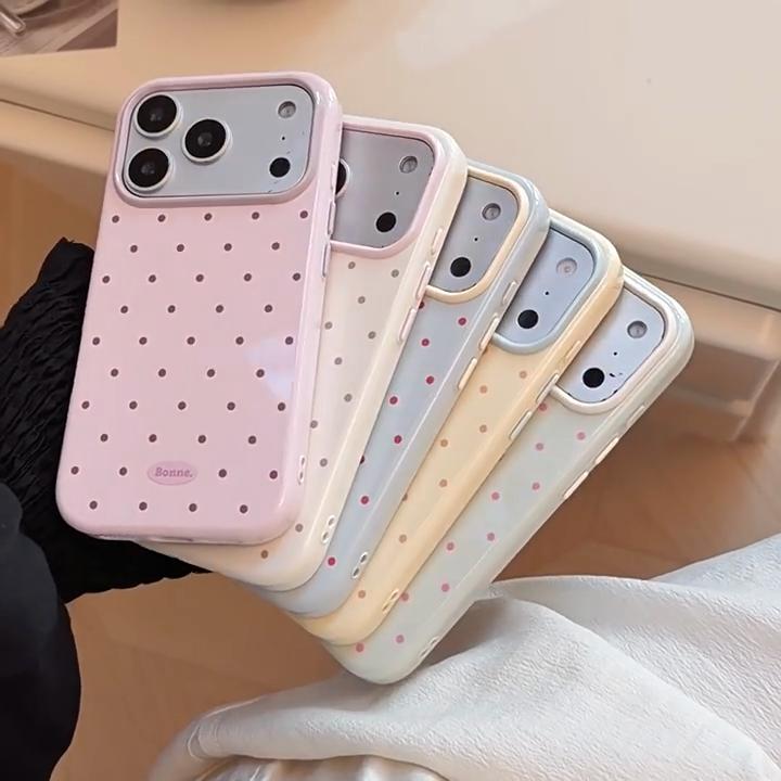 Чехол для телефона Dopamine Polka Dot Apple 17 Pro, Защита от падения для iPhone 16, 15 Персонализированный Color Blocking, 14 Мягкий, 13 Совместимый чехол для телефона Apple