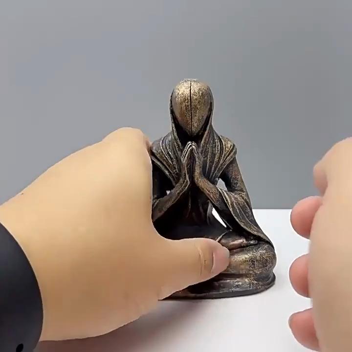 Статуя инопланетянина Медитация Йога Фигурка инопланетянина Смола Скульптура для дома В помещении На открытом воздухе Патио Газон Двор Декор Коллекционный подарок