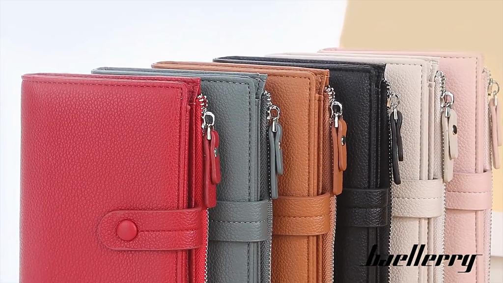 Womens Midlength Wallet With Waterproof Pu Material And Zipper Closure For Everyday Carry